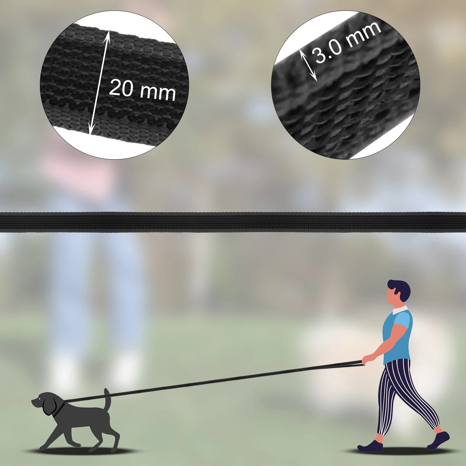 Laisse pour chien moyen/petit/long de 1,5 m, 5 m, 10 m ou 15 m.