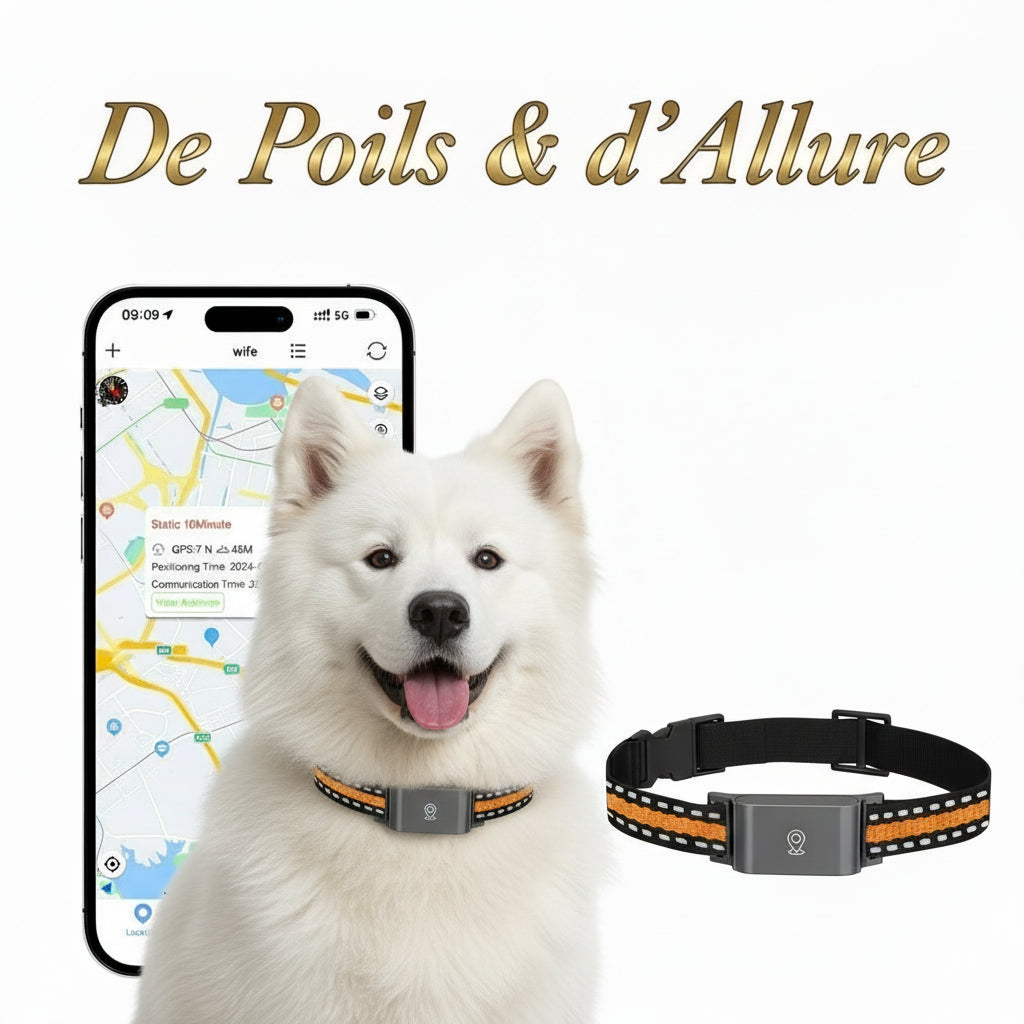 Collier traceur GPS 4G pour chien avec suivi en temps réel, carte gratuite