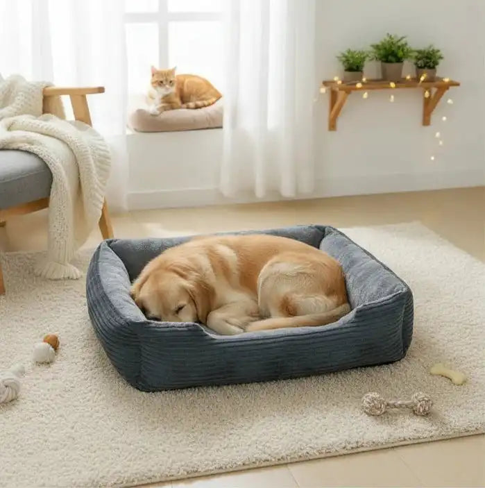 Lit carré moelleux pour chien – confort optimal et design élégant pour animaux de compagnie